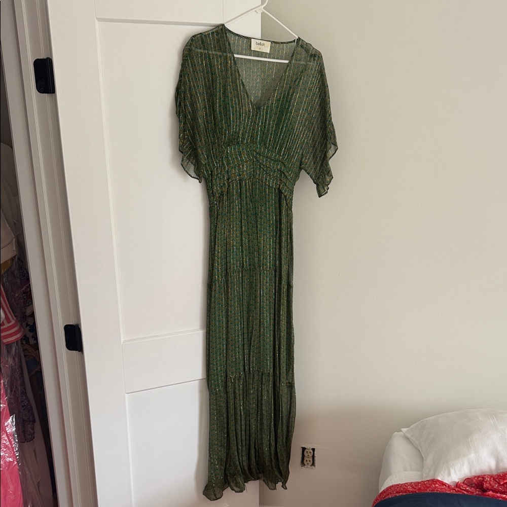 ba&sh Green Striped Maxi Dress